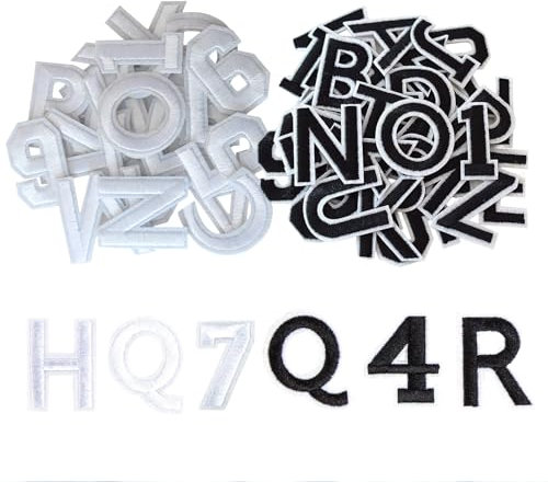 Cosmeria Buchstaben Und Zahlen Zum Aufbügeln, 144 Stickerei Patches Set, Alphabet Von A-Z & Zahlen Von 0-9, Anpassbare Bügelbilder Für Kleidung Und Accessoires