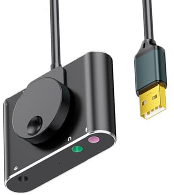 SLXLYH Carte son externe avec contrôle des volumes Adaptateur USB avec port microphone casque 3,5 mm pour PC ordinateur portable de bureau