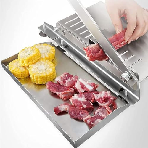 SenhE Cortador de Fiambre Manual, Cortador de Carne Manual de Acero Inoxidable, MáQuina Cortadora de Rollos de Carne de Cordero, para Cocina Cortar Carne Pequeña, Hueso