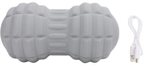 Vibrierender Erdnuss Massageball, 4 Vibrierender Elektrischer Doppel Lacrosse Massageball, Tiefengewebe Triggerpunkt Massageroller mit 10 Minuten Timer Funktion, Tragbarer (GRAY)