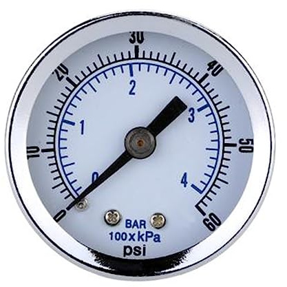TOPPERFUN Luftdruckmesser mit Doppelskala 0-60 Psi Metallgehäuse 1/8 Npt Außengewinde Präzises Manometer für Kompressor und Druckluftmessung