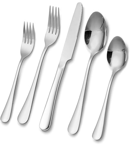 Cutlery Set - Stainless Steel Flatware Set for Home, Restaurant, Wedding, Party, Mirror Polished. Silverware Sets with Spoon Knife and Fork. Classic & Simple Design