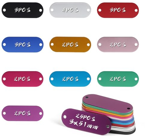 LALAGO 25 Pezzi Colore Vuoti per Timbratura in Alluminio, Targhetta Cane può Incisione, Medaglietta Cane Personalizzata, Etichette in Alluminio per Braccialetto Collana Animali Domestici