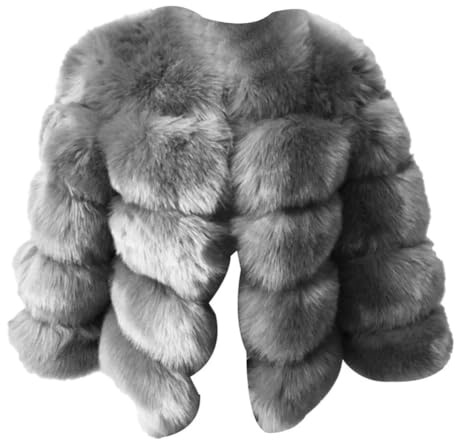 Barley Direct Women's Faux Fur Coat Short Artificial Fur Overcoat Solid Thick Outerwear Shaggy Parka Cardigan Jacket(Style 10,XL)