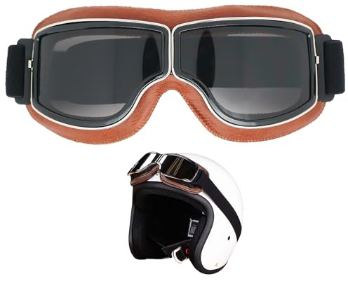 Omnikryp Gafas de Motocross, Gafas Moto, Steampunk, Anti UV Viento Polvo Adecuado, para Motocicletas, Carreras Todoterreno, Bicicletas de Montaña
