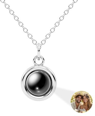 PUZYCOFA Personalisierte Kette Mit Bild, Kette Mit Foto, Projektion Halskette Mit Foto im Inneren, Personalisierte Valentinstag für Sie Geburtstagsgeschenk für Frauen Muttertaggeschenke für Oma