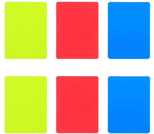 BESPORTBLE Lot de 6 Cartes D’Arbitre Officielles en PVC Épais Rouge Jaune et Bleu Cartes de Pénalité Légères et Résistantes pour Football Hockey et Compétitions Sportives Accessoire