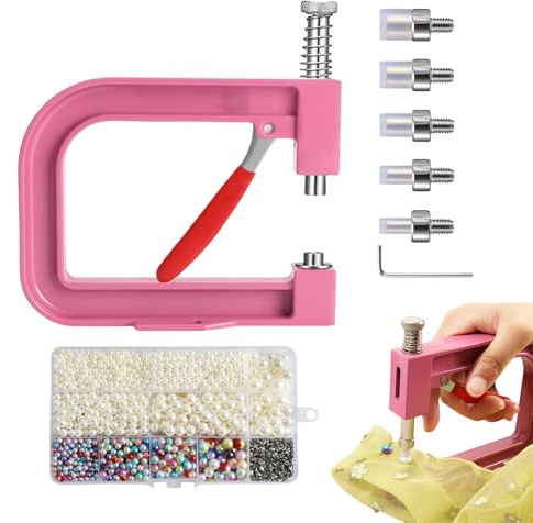 Máquina de fijación de remaches de cuentas – Fijador de diamantes de imitación de perlas, prensa manual de manualidades, de tela de ropa, de textiles, decoración de ropa de