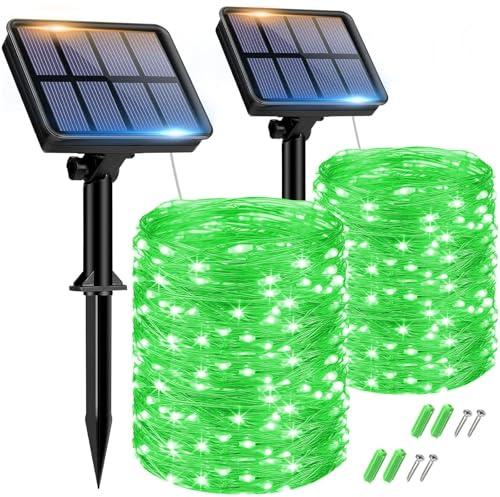 btfarm Solar Lichterkette Outdoor, 2x15M Solarlichterkette Außen Wetterfest | 150LED Lichterkette Aussen, 8 Modi IP65 Wasserdicht Kupferdraht für Garten Terrasse Balkon Baum Hof Weihnachten Deko Grün