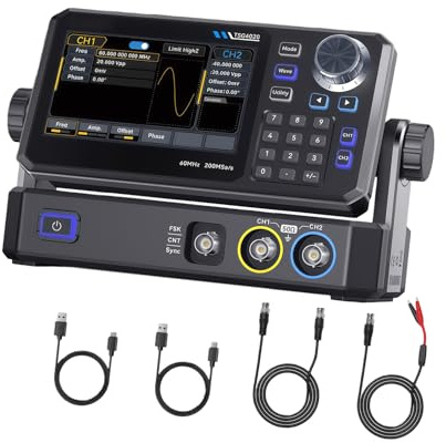 TSG6020 TSG3020 - Generador de señales de función de doble canal 30/60MHz 200MSa/s 14 bits pantalla táctil de 4.3 pulgadas para generador de pruebas electrónicas