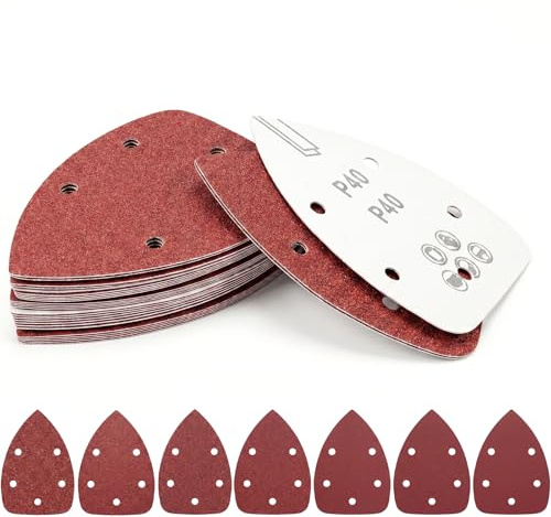 35 Pcs Triangle Sanding Pads, 40/60/80/120/180/240/320 Grit Sand Paper | For Electric Sanders, Triangle Sandpaper for Electric Sander, Hook and Loop Mouse Sanding Pads for Mouse Sander Sheets