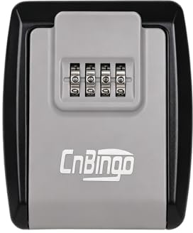CNBINGO Key Safe Lock Box Outdoor Wall Mount for Home,Airbnb,Alloy Body | Waterproof Key Holder,Spare key storage,Resettable combination lock,Easy wall mount Key Safe Box