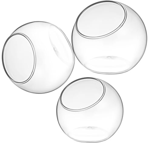 Generic 3 Pcs Glass Air Plants Bowls with Beveled Opening, Chic round Succulent Vases for Home and Office Decoration, Can be Used as Centrepiece or Terrarium Containers