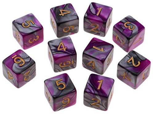 Fenteer 10 tück 6-seitige D6 Würfel Set Polyedrische Würfel, 16mm Würfel Acryl Spielwürfel, Zweifarbige Farbwürfel Würfel Bunt mit Goldpipswürfeln,für Rollenspiele Würfelspiele Tischspiele
