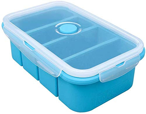 Webake Silicone Food Freezer Tray with Lid, 250ml, Blue, Extra Large Jumbo Ice Cube Tray for Soup, Broth, Sauce, Meal Prep