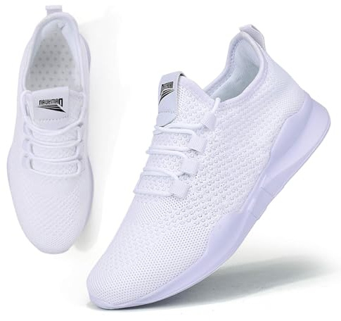 BUBUDENG Damen Sommerschuhe Turnschuhe Sportschuhe Freizeitschuhe Atmungsaktiv Laufschuhe Straßenlaufschuhe Sneaker Fitness Gym Schuhe Weiß,EU 39