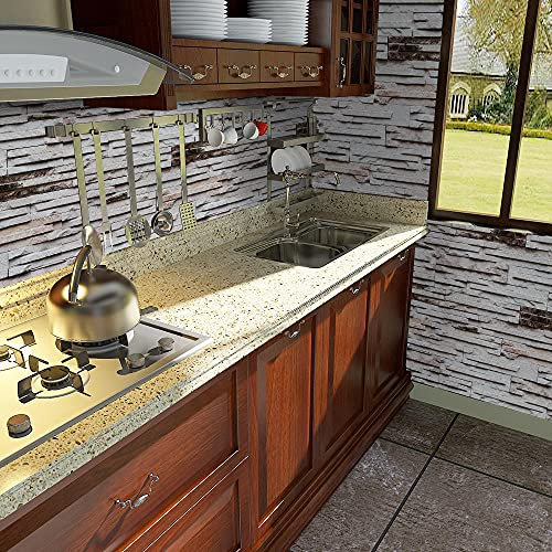 Piastrelle Adesive per Muro Cucina Finta Venatura Del Legno Di Betulla Bianca Paraschizzi Parete Cucina Mattonelle Stickers Adesivi per Piastrelle Bagno Wall Art Adesivi 21P,21cm x 100cm