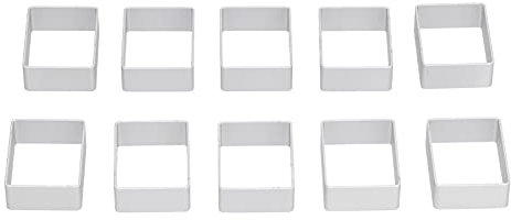 10Pcs/Set Anillo Pastel Cuadrado Hornear, Molde de Pastel de Lunas de Acero Inoxidable,Cortador de Galletas y Galletas Juego sin Base para Hornear Tartas Pasteles Tiramisu (Small rectangle)