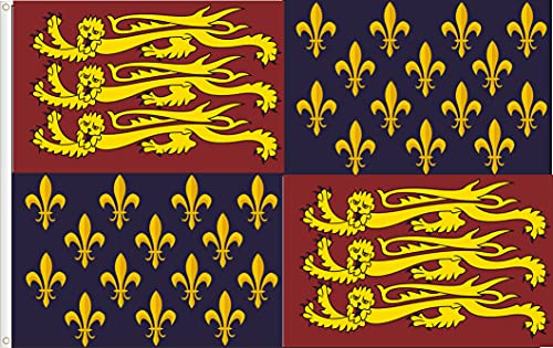 BANDERA REAL INGLATERRA S XIV. ESTANDARTE DE INGLATERRA. CALIDAD RASO PREMIUM. TAMAÑO GRANDE 150X90