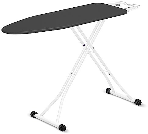 Hibtn Ironing Board, 110 x 30cm - T Leg Design Folding Non Slip Adjustable Height 85-92cm Lightweight Iron Board Rack, Black