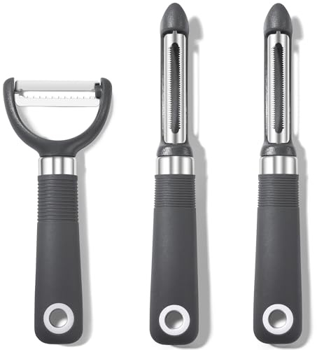 Rainspire 3-Piece Peeler Set, Premium Swivel Vegetable Peeler, Kitchen Gadgets Apple Peeler Potato Peeler Veggie Peeler Fruit Peeler, Dishwasher Safe Kitchen Accessories, Grey