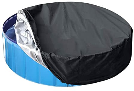 MAHWTF wasserdichte Runde Poolabdeckung,Faltbare Schwimmbadabdeckung Hundepool Abdeckung Multifunktional Schutzabdeckung für Haustier-Badewanne,Pool,162 X 30 cm,Schwarz