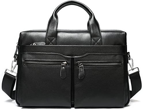 Herren Laptoptasche Arbeitstasche Handtasche, Herren Aktentasche 14 Zoll Laptop Portfolio Satchel Business Bag Büro Umhängetasche Handtasche Echtes Leder Umhängetasche Laptop Businesstasche Schulterta