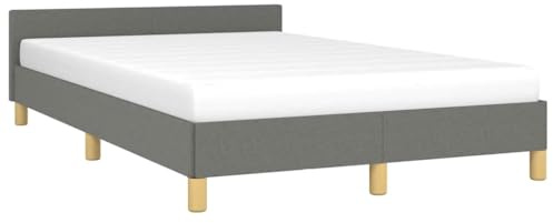 vidaXL Bettgestell mit Kopfteil, Bettrahmen mit Lattenrost, Bett Polsterbett mit Stützbeinen, Schlafzimmerbett Doppelbett, Dunkelgrau 120x200cm Stoff