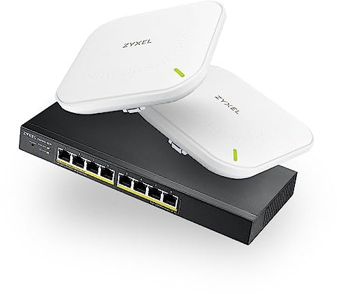 Zyxel Nebula Simplicity Starter Kit 2X WiFi 6 Access Points & 8-Port PoE Smart Managed Switch [NWA90AX & GS1915-8EP]