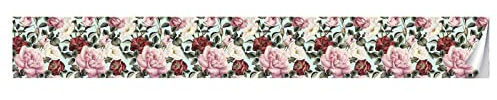 VisitRyl Tapetenbordüre selbstklebend Vinyl Sockelleiste Dekorative Bordüre Selbstklebende Home Bordüre Küche Tapetenbordüre selbstklebend für Badezimmer Wohnzimmer Rote Rose 15x300cm