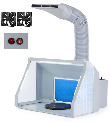 CO-Z Klappbare Airbrush-Spritzkabine mit Absauganlage (4m³/min) | Doppellüfter, Zweistufenschalter, 19cm Drehteller & 1,4m Entlüftungsschlauch für Modellbau und
