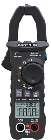 ZT-QS9 True-RMS Digital Clamp Meter, 6000 Counts Multimeter with Inrush Current, AC/DC Voltage Tester, NCV, LowZ, Temperature, Capacitance, Resistance Diode Test