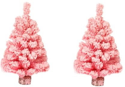 Ciieeo 2 Piezas arbol de Navidad Artificial para Mesa decoración de Escritorio Mesa de Pino Ornamento pequeño árbol de Navidad Decoraciones Mini ttree Miniatura Decorar Rosa