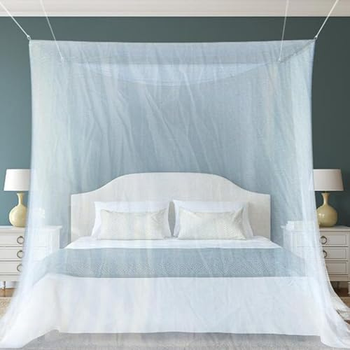 Mosquitera para cama doble, 200 x 220 x 210 cm, cuadrada, para viajes, camping y hogar, protección contra mosquitos, color blanco