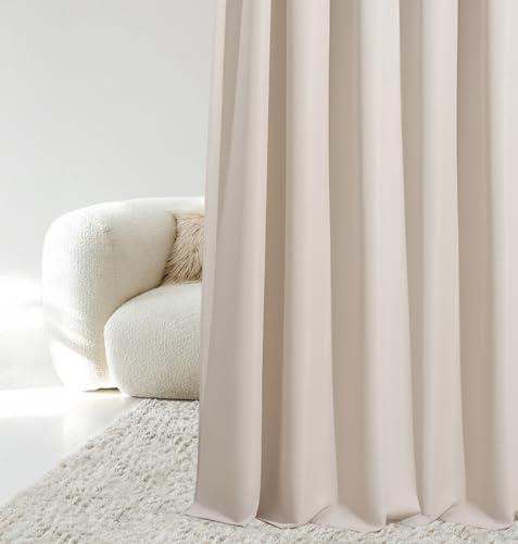 ROOM99 Vorhang mit Kräuselband Aura 180 x 250 cm Breite x Höhe Schiebegardinen Modern Curtain Wohnzimmer Schlafzimmer Hellbeige, 1 Stück