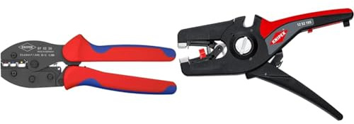 KNIPEX PreciForce® Crimpzange, in Blister & PreciStrip16 Automatische Abisolierzange, in Blister, 0,08-16 mm², Feinjustierung, einstellbarer Längenanschlag, 12 52 195 SB