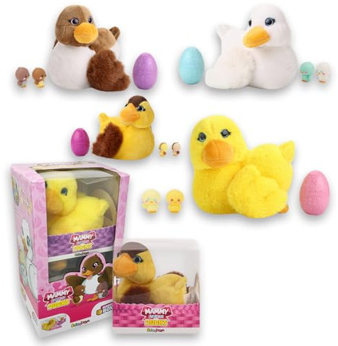 #sbabam Funny Box Mammy Surprise Duck, Kiosk Games for Children, Plush Duck with Egg Duckling, Pack of 2, Soft Dolls with Mini Puppies - Ideal Doll for Girls Gift