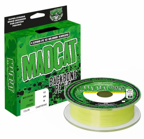 Madcat Backbone Fil de pêche tressé, 300 m, diamètre/capacité de charge : 0,55 mm / 72,7 kg
