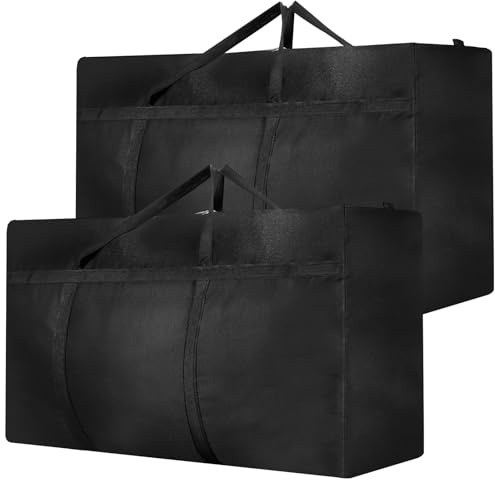 Dntorx 2 Stück 120L Extra Große Aufbewahrungstasche Oxford Reisetasche Groß | Heavy-Duty Umzugskartons, Verstärkten Reißverschlüssen, Stabilen Griffen, Faltbar, Geeignet für Kleidung, Bettdecken, Bücher