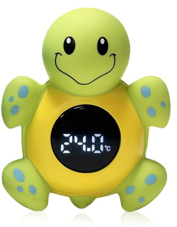 iewrtcin Baby Bath Thermometer, Cartoon Tortoise Shape LED Newborn Water Thermometer with Automatic Induction Switch, High-precision Smart Digital Room Temperature Thermometer