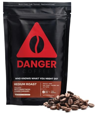 Danger Coffee Whole Bean by Dave Asprey | Mold Free, Medium Roast | 10.9 oz