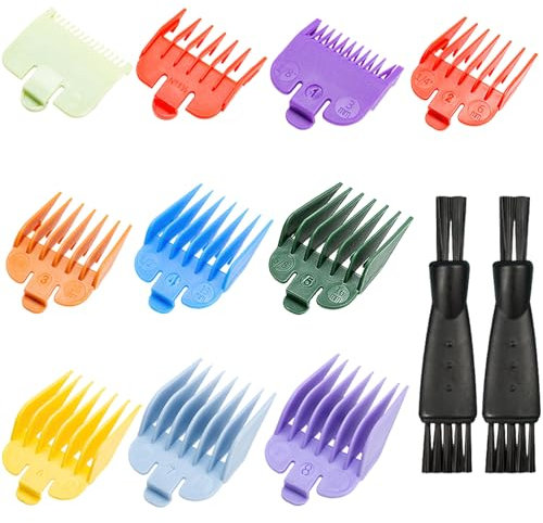 BORISCA 12 Piezas Juego de Peine Guía, Plásticos Peines Maquina Cortar Pelo Compatible con Wahl, Guía de Peines de Límite de Cortapelos Color Peine de Corte，Cortapelos Maquina Accesorio