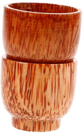 SHOWERORO 2pcs Wooden Shot Natural Wood Drinking Cup Japanese Tea Mug for Outdoor Travel Multi-use Wine Beer Mug