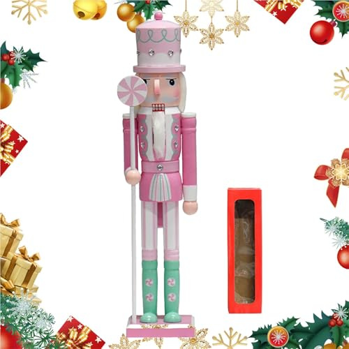 Kbnuetyg Cascanueces de Navidad | Figuras de cascanueces de madera coloridas decoración del hogar 50 cm hecha a mano decoración navideña decoración de Navidad para niñas mesa escritorio