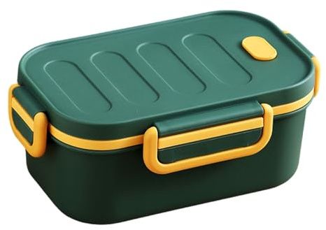 MIATTCLD Lonchera Bento para adultos, contenedor apilable de 3 compartimentos, 34 onzas/1000 ml, recipientes de preparación de comidas a prueba de fugas para hombres y mujeres, sin BPA (verde)