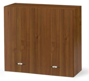 Linea Azzurra Scolapiatti Pensile Cucina Sospeso con 2 Ante e 2 Ripiani Mobile in Legno Made in Italy H72xL80xP32 cm Facile da Montare (Noce Antico)
