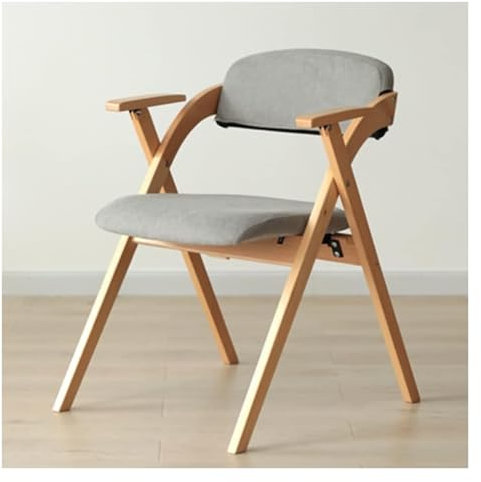 Ledersessel aus der Mitte des Jahrhunderts mit gepolsterter Sitzfläche und Rückenlehne, Holzrahmen, hellgrau, ideal für Esszimmer, Wohnzimmer, Küche, Büro, Arbeitszimmer