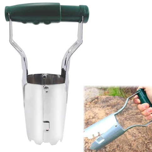 Bulb Planter, Bulb Planter Tool, Hand Bulb Planter, Hand Held Bulb Planter Tool, Garden Bulb Transplanter, Hand Held Bulb Planter, Depth Mark Hand Bulb Planter with Depth Mark, 13 x 6 x 23cm (Green)
