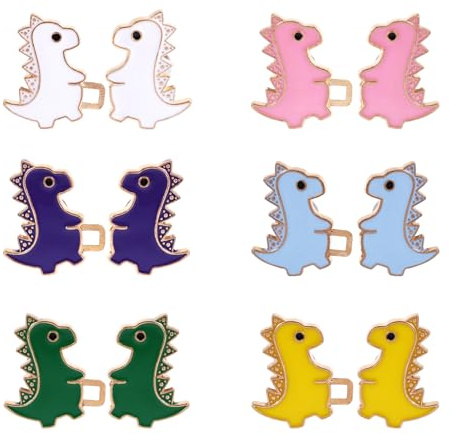 6 Sets Pant Waist Tightener, 6 Colors Dinosaur Button Pin No Sewing Waist Adjuster for Loose Pants Reusable Waist Tightener Safety Pins Buckle Clip Brooch for Clothes Decoration Accessories