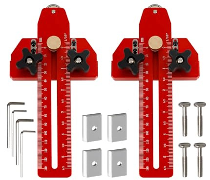 Lot de 2 gabarits fins pour scie à table, guides de scie à table étendus pour fentes de 1,9 cm x 0,9 cm et 0,6 cm x 0,9 cm pour des coupes précises du bois (rouge)